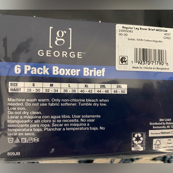 6-Pack GEORGE Boxer Briefs Underwear Tag-Free Moisture Wicking Men's M 32-34 - Picture 3 of 3